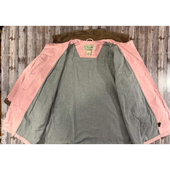 L.L. Bean Corduroy Trim Chore Barn Jacket Canvas Coat sz 2X color pale pink RARE - Picture 4 of 8